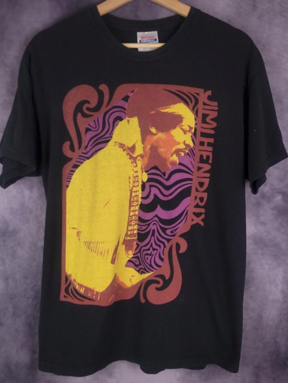 Vintage 90s Jimi Hendrix faded black psychedelic classic rock shirt